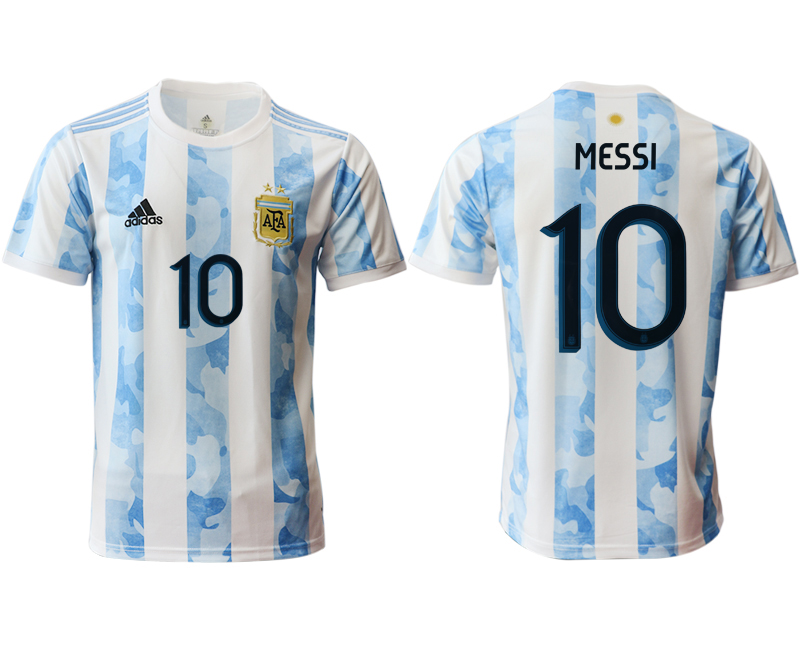 Men 2020-2021 Season National team Argentina home aaa version white #10 Soccer Jersey1